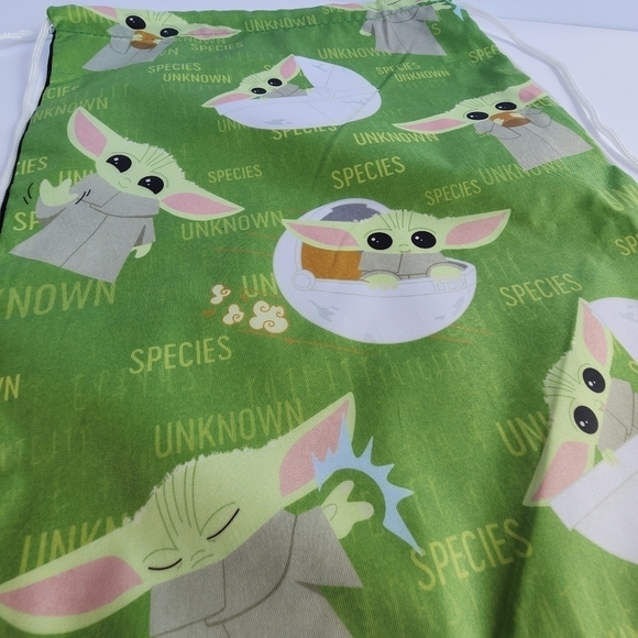 NWT Star Wars Baby‎ Yoda Mandalorian Drawstring Green Backpack Tote Bag - Picture 7 of 9